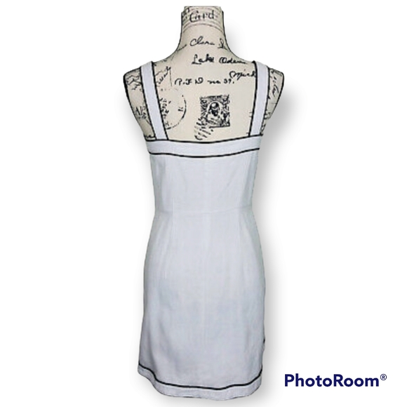 Ann Taylor Full Zip Mini Dress Size 2 White Square Neck Pockets Lined - Picture 2 of 8